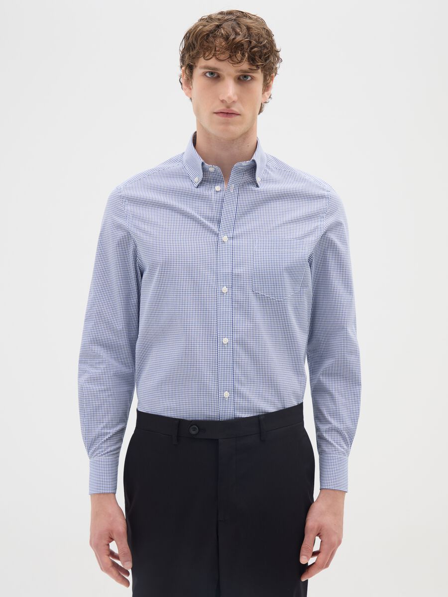 Multicolour cotton blend regular fit shirt_0