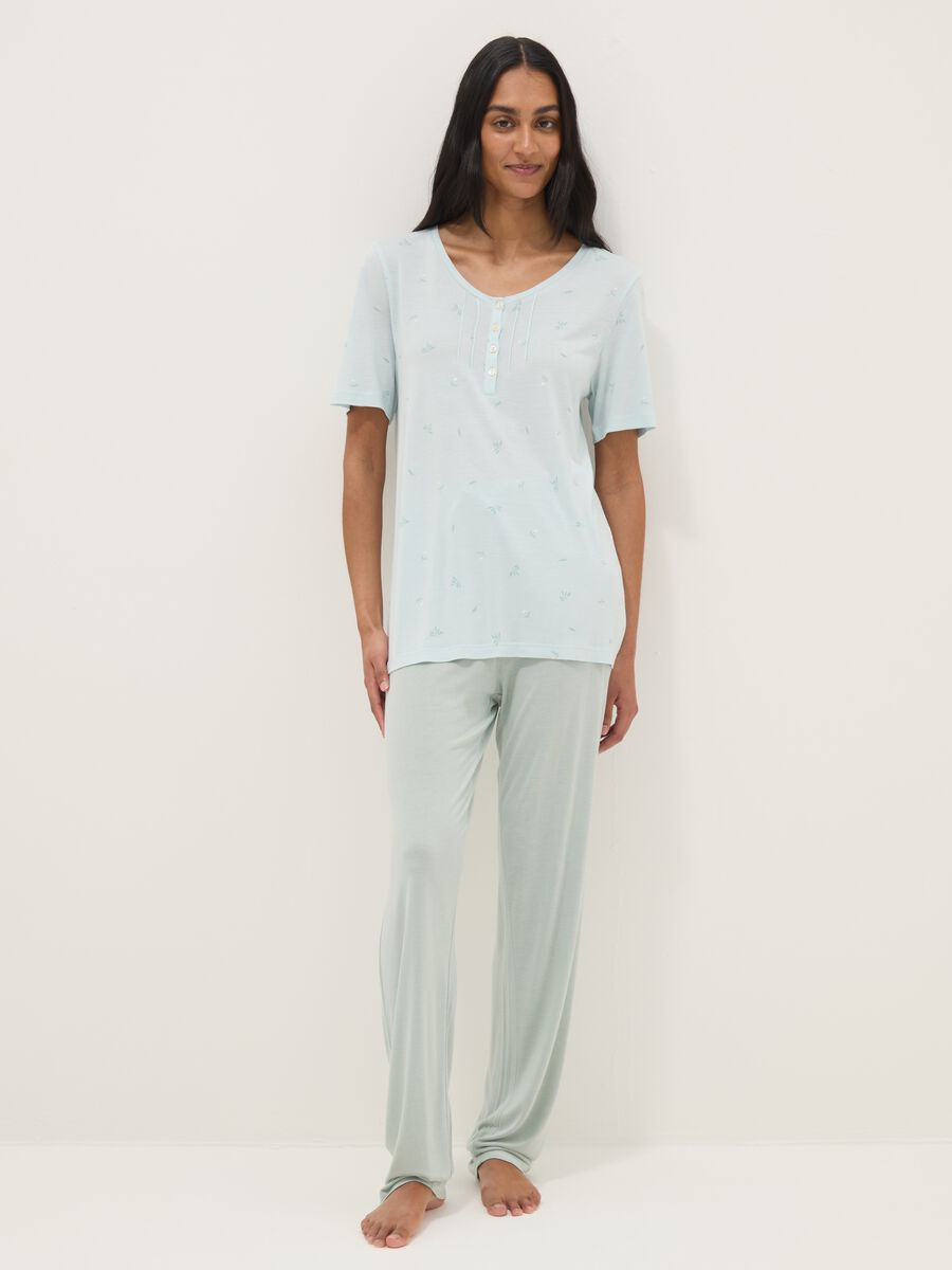 Blue pure viscose pyjamas regular fit_0