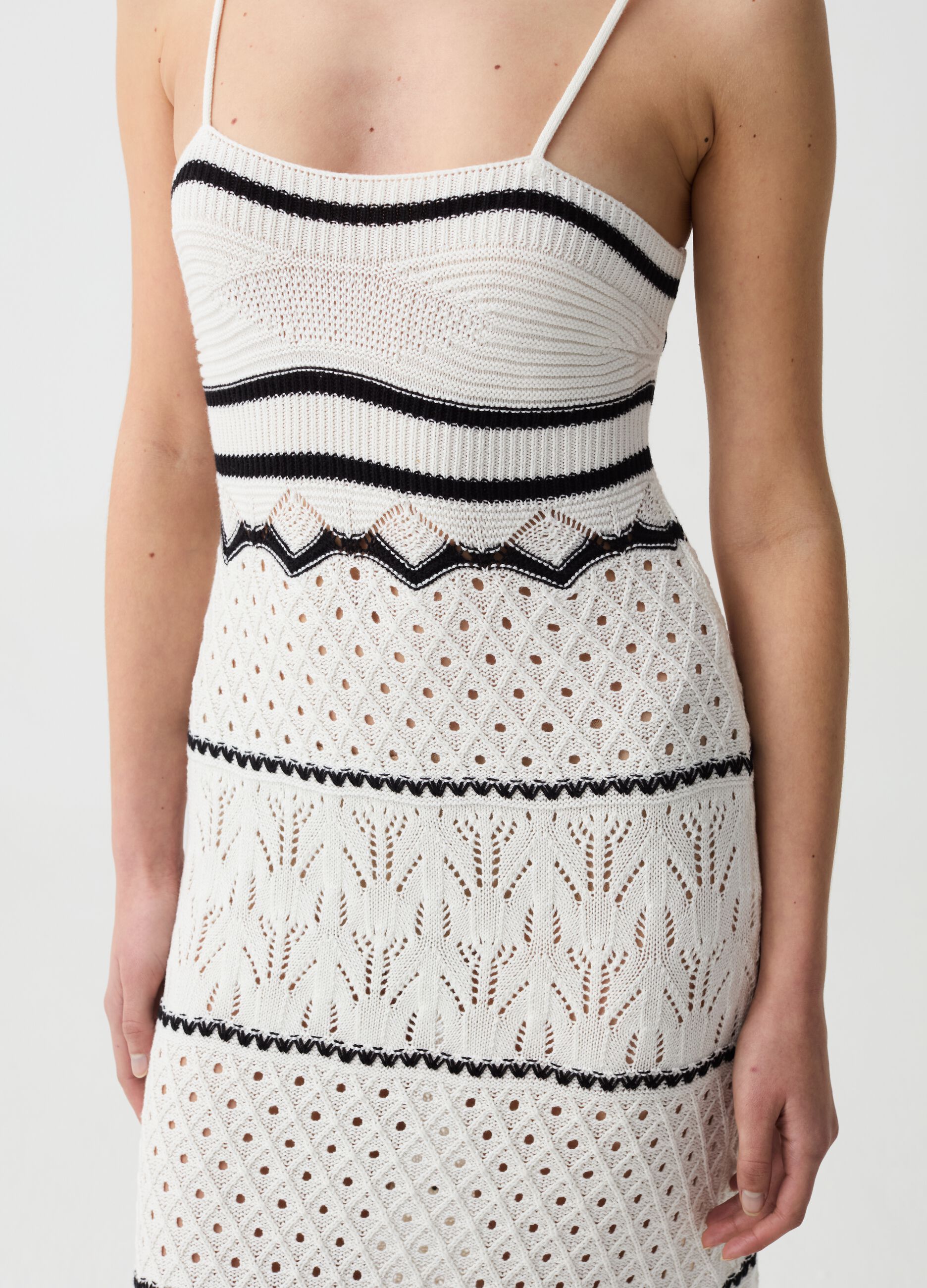 Long crochet dress with spaghetti straps