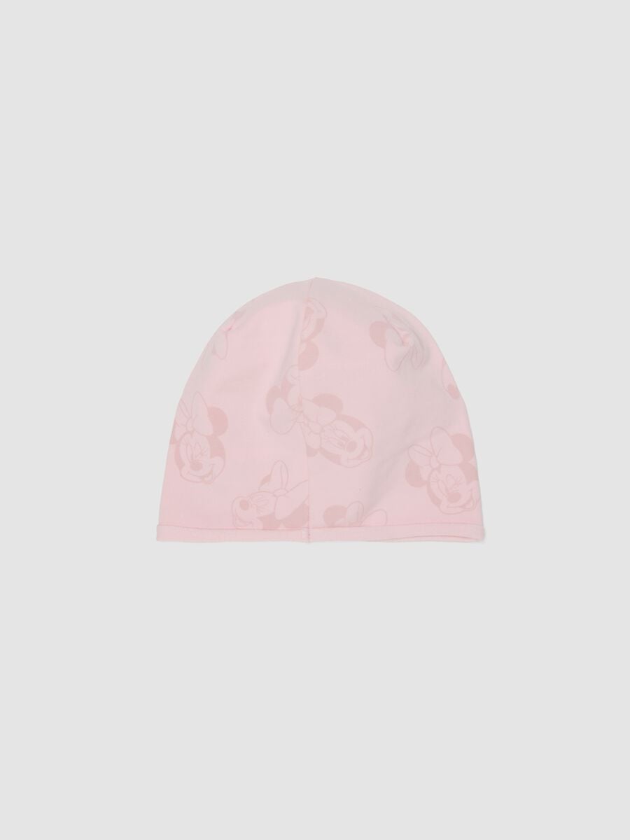 Pink stretch cotton Minnie print hat for girls_1