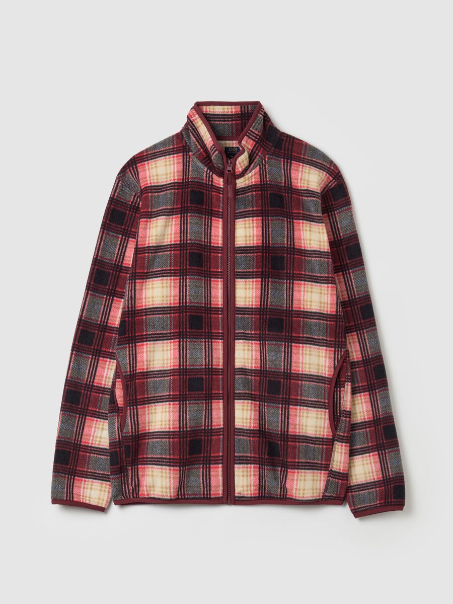 Full-zip sweatshirt in fleece with check pattern_4