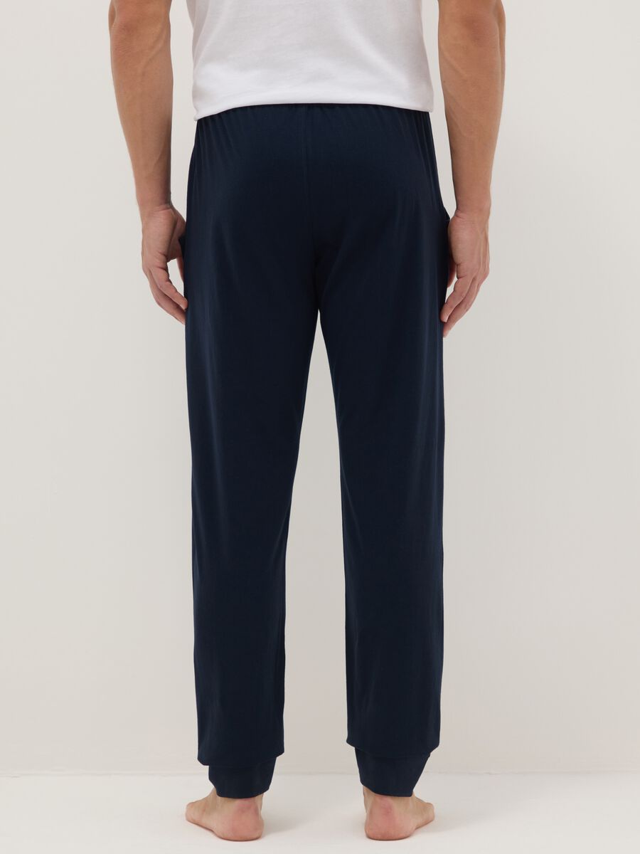 Blue pure cotton regular fit pajama trousers_2