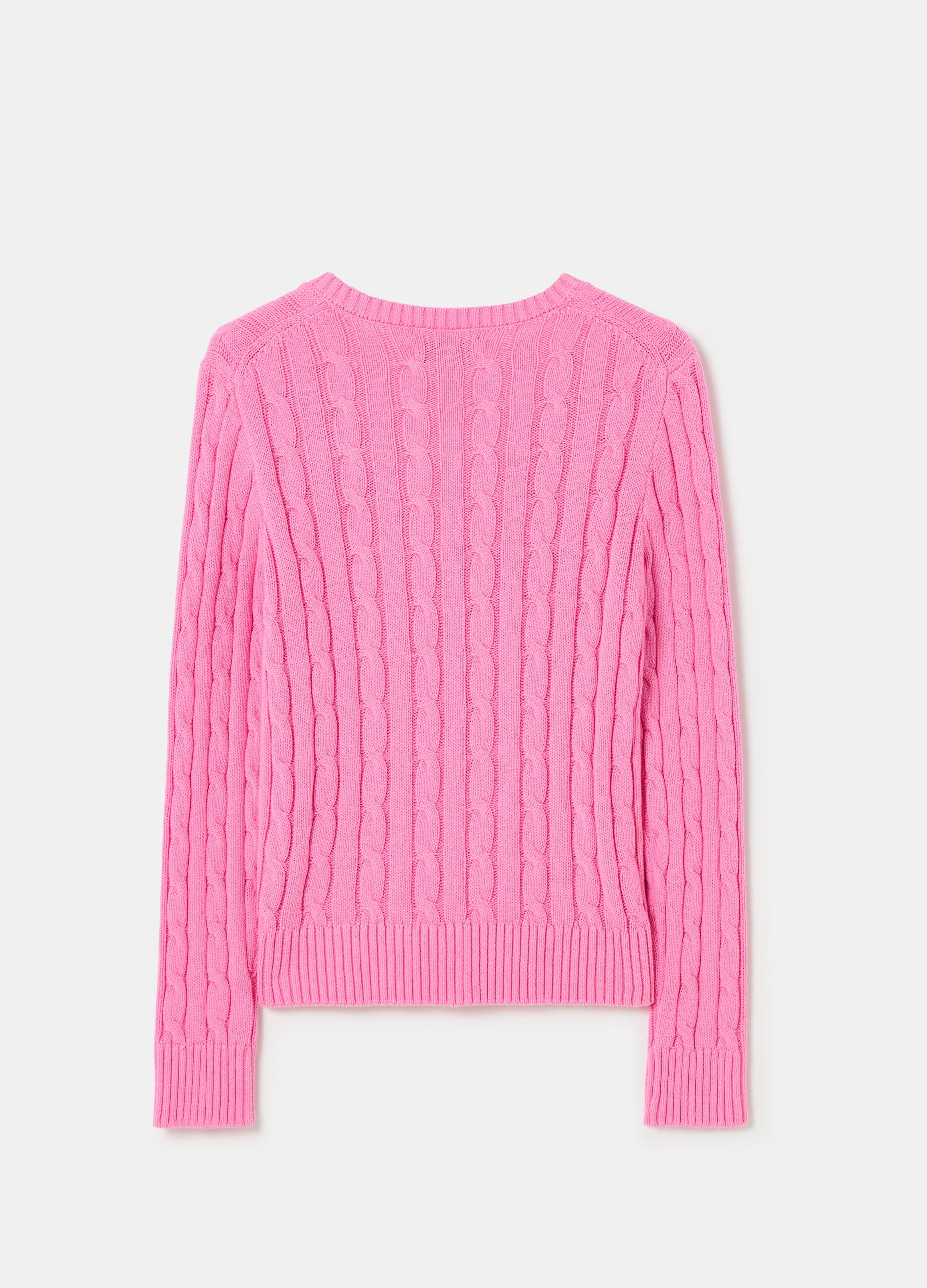 Pullover with V neck and cable-knit design