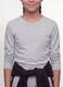 Grey organic cotton and stretch viscose T-shirt with ribbed neckline for girls_1