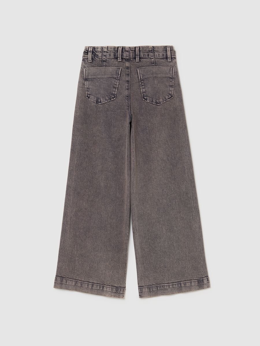 Grey Denim Wide Leg Girls' Trousers_4