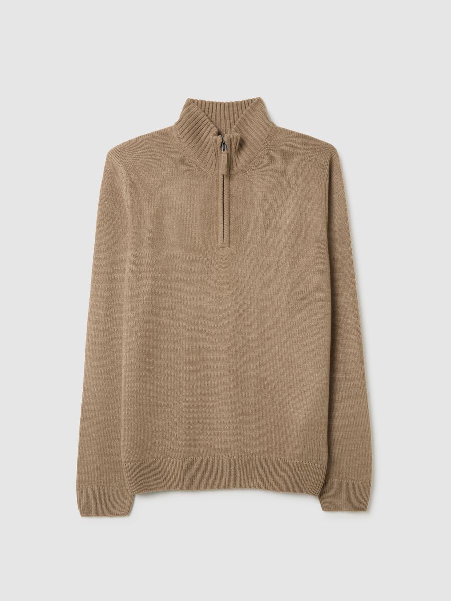 Beige regular fit sweater_4