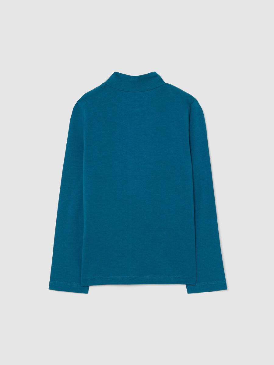 Children's blue turtleneck shirt in regular fit cotton blend_1