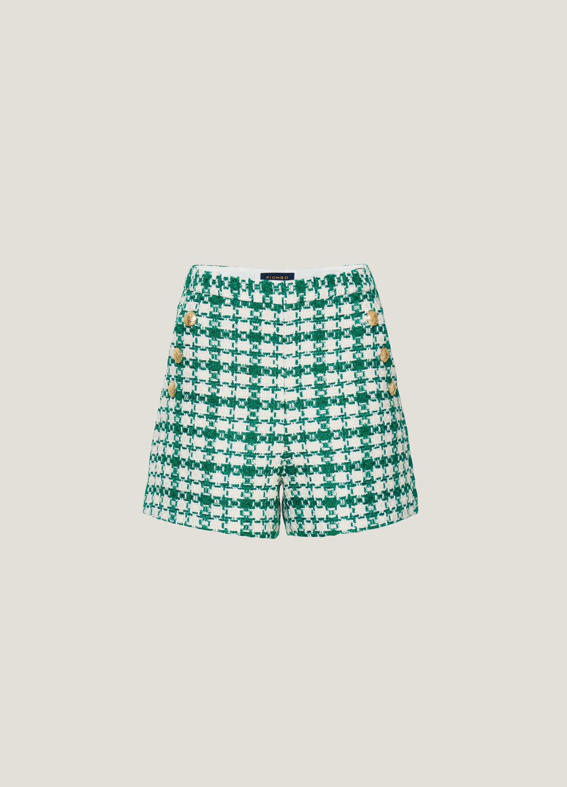 Shorts effetto tweed con bottoni dorati_4