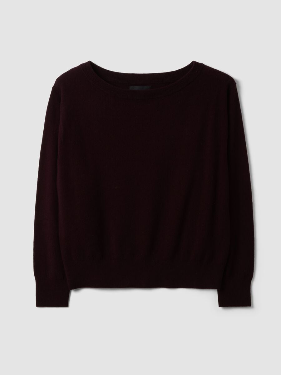 Maglia viola in pura lana con scollo a barchetta_4