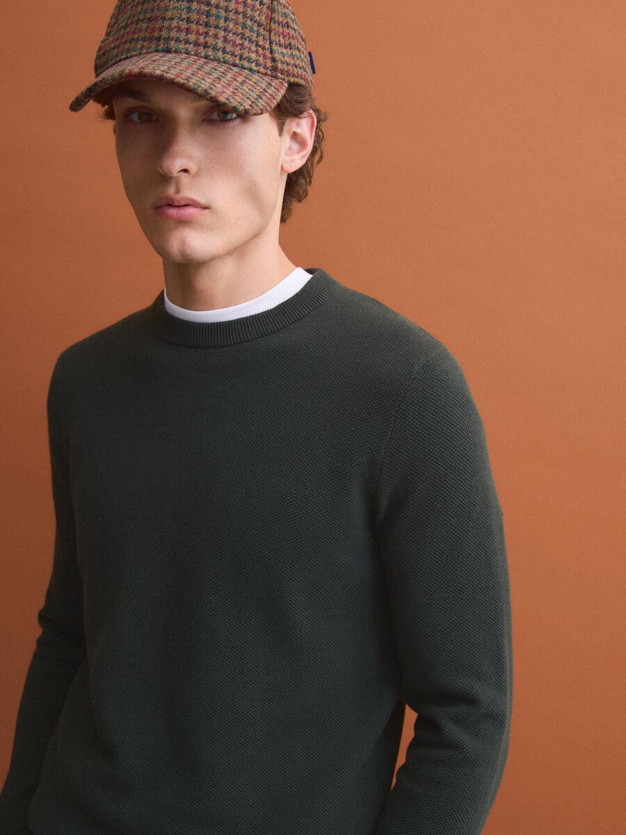 Maglia verde in puro cotone girocollo regular fit_1