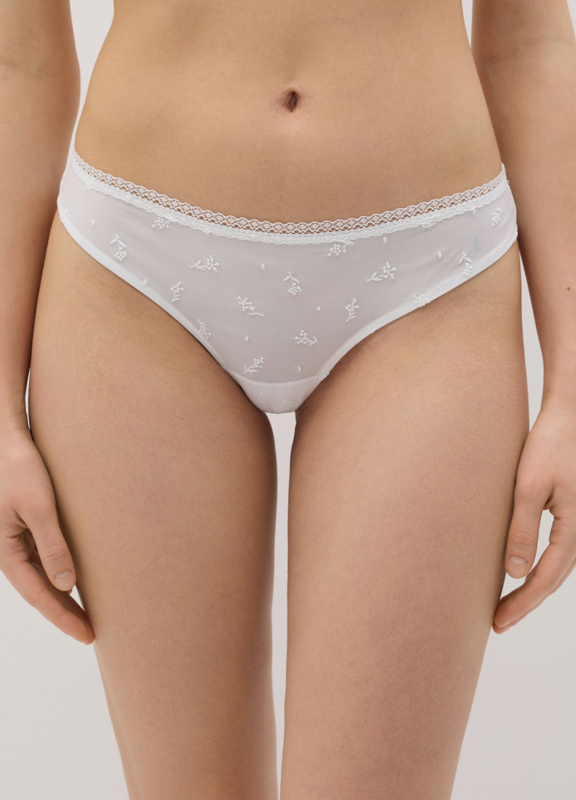 Slip da donna in tessuto elasticizzato bianco regular fit