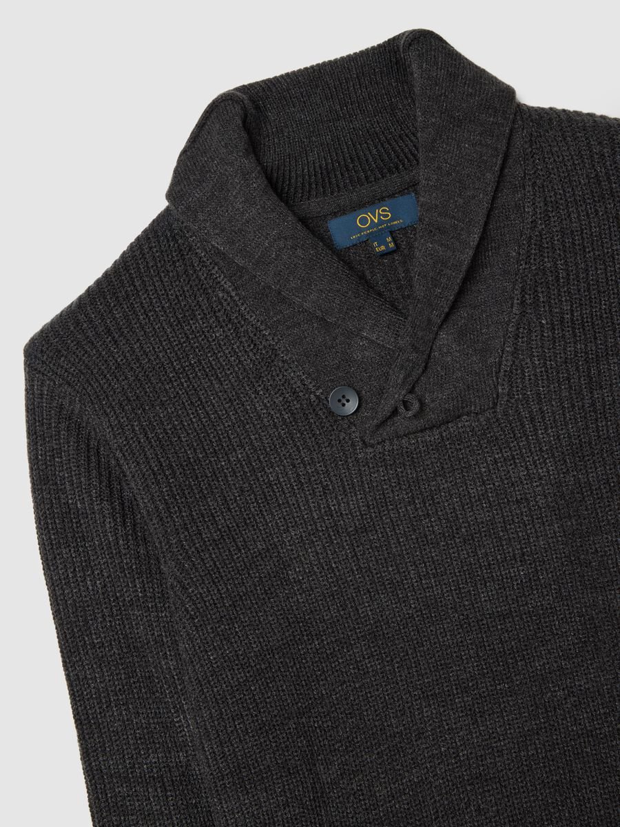 Grey Shawl Collar Sweater Regular Fit_5