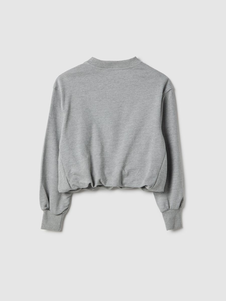 Felpa in misto cotone grigia da ragazza relaxed fit con stella_4