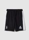 Black cotton blend regular fit sports shorts with Lakers logo_4