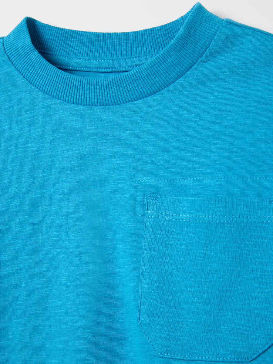 Light blue T-shirt in organic cotton with pocket_2
