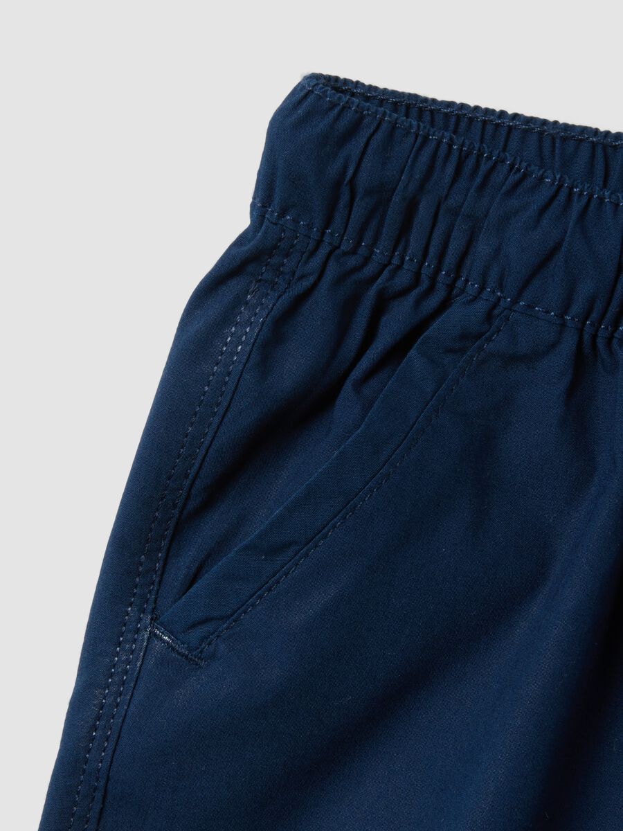 Blue pure cotton shorts with elasticated waistband_3
