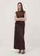 Brown satin maxi skirt with elasticated waistband_0