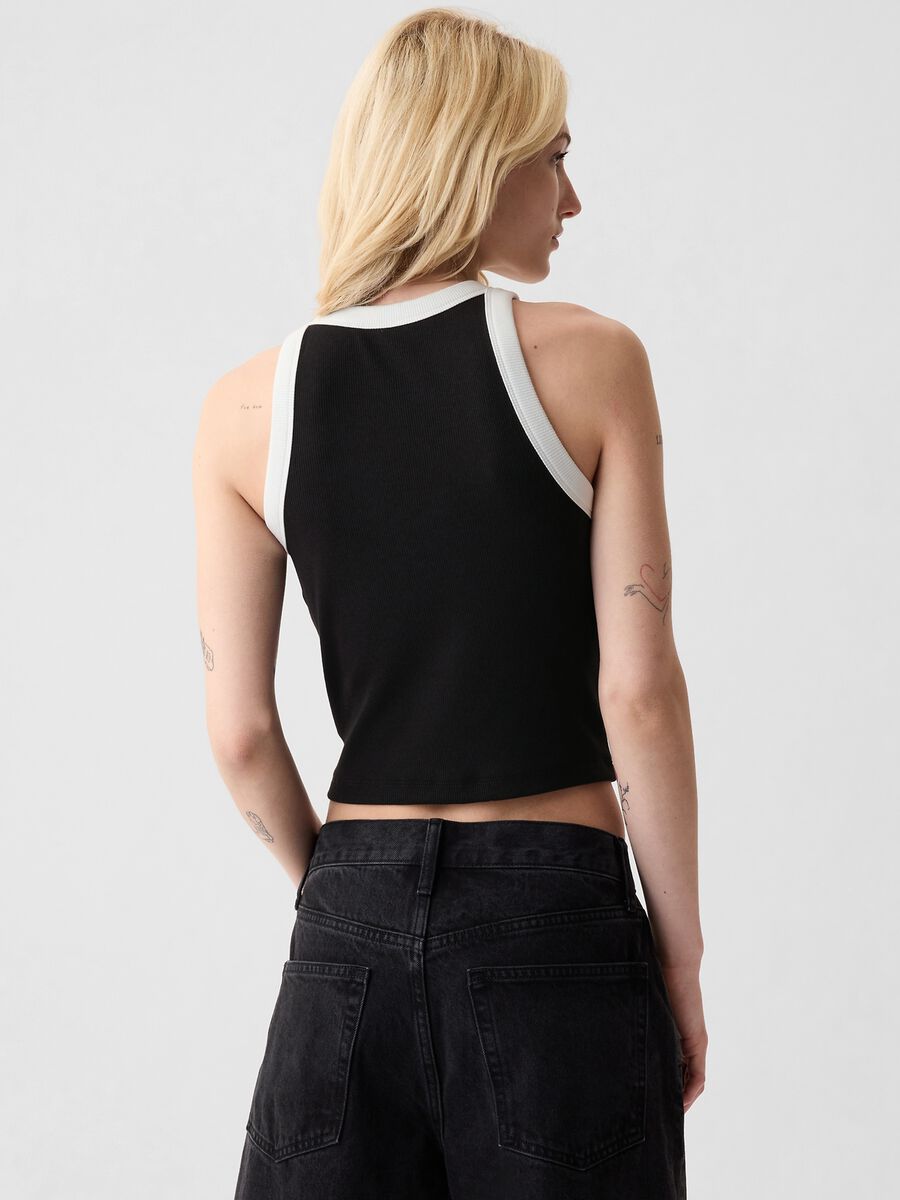 Ribbed crop tank top with halter neck_2