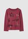 Girls' pure red cotton regular fit top with stars_0