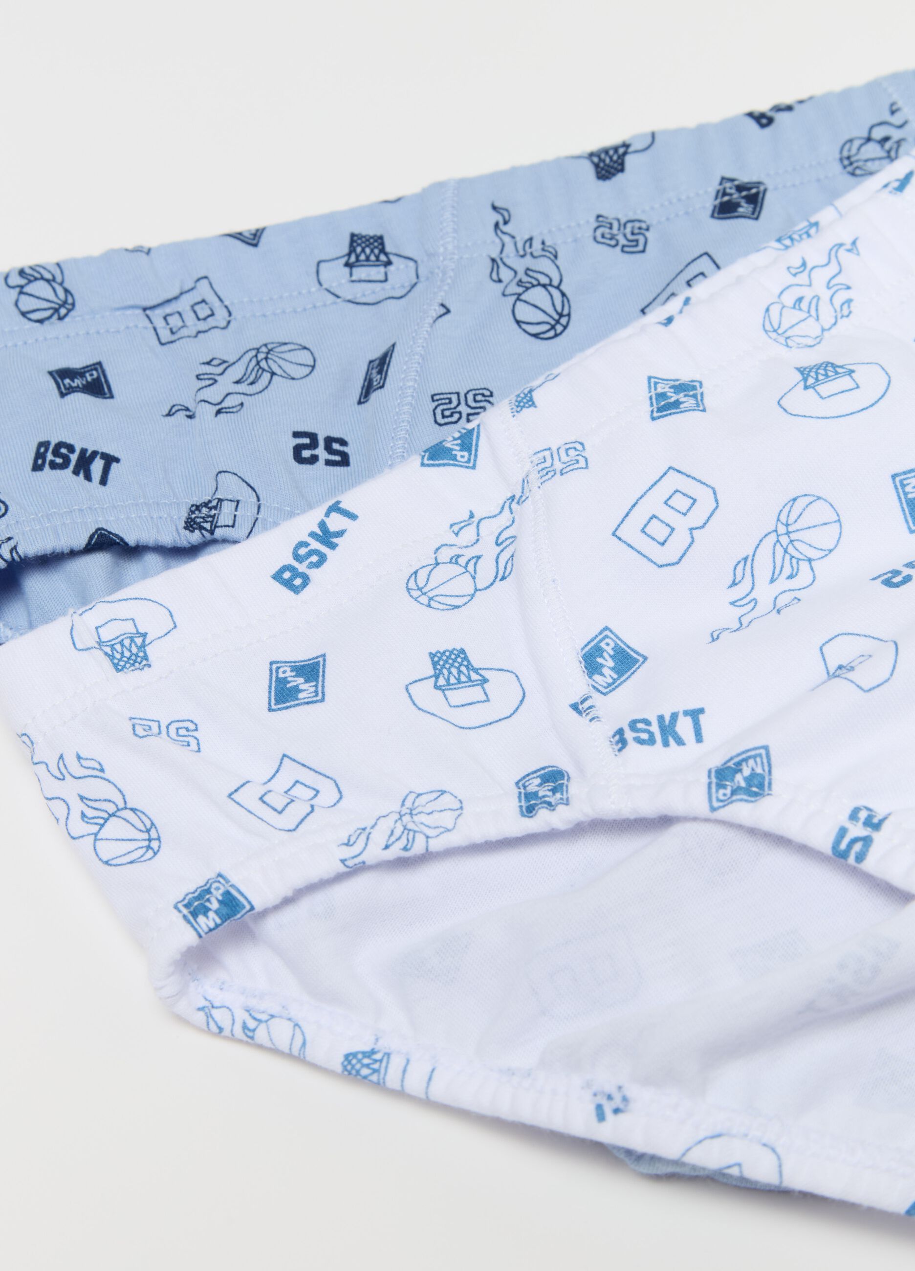 Five-pack briefs in cotton with stripes and print