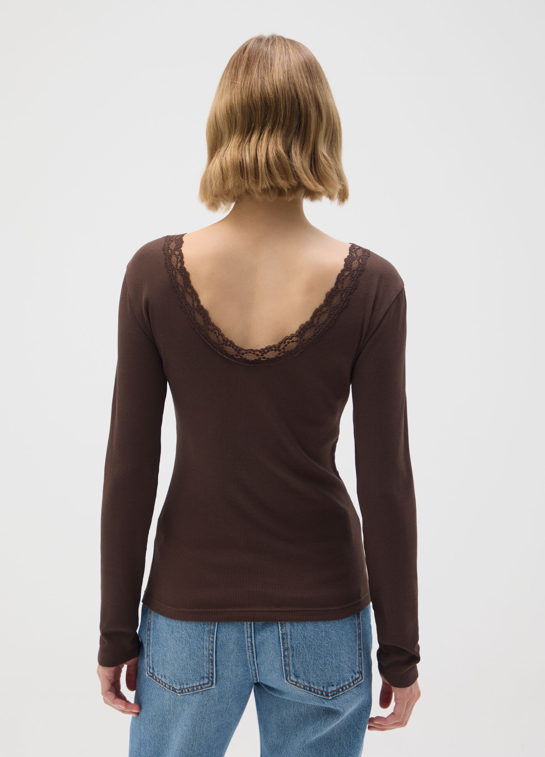 Maglia in puro cotone marrone regular fit
