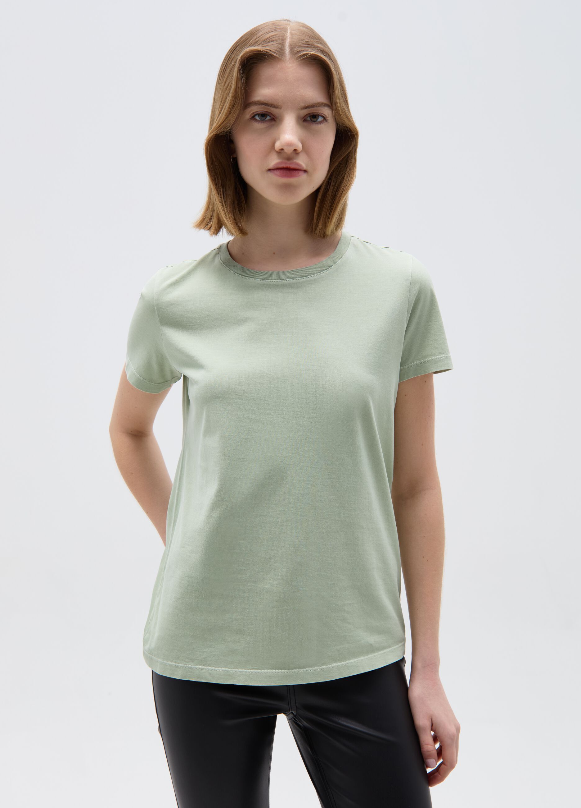 T-shirt in cotone con scollo rotondo