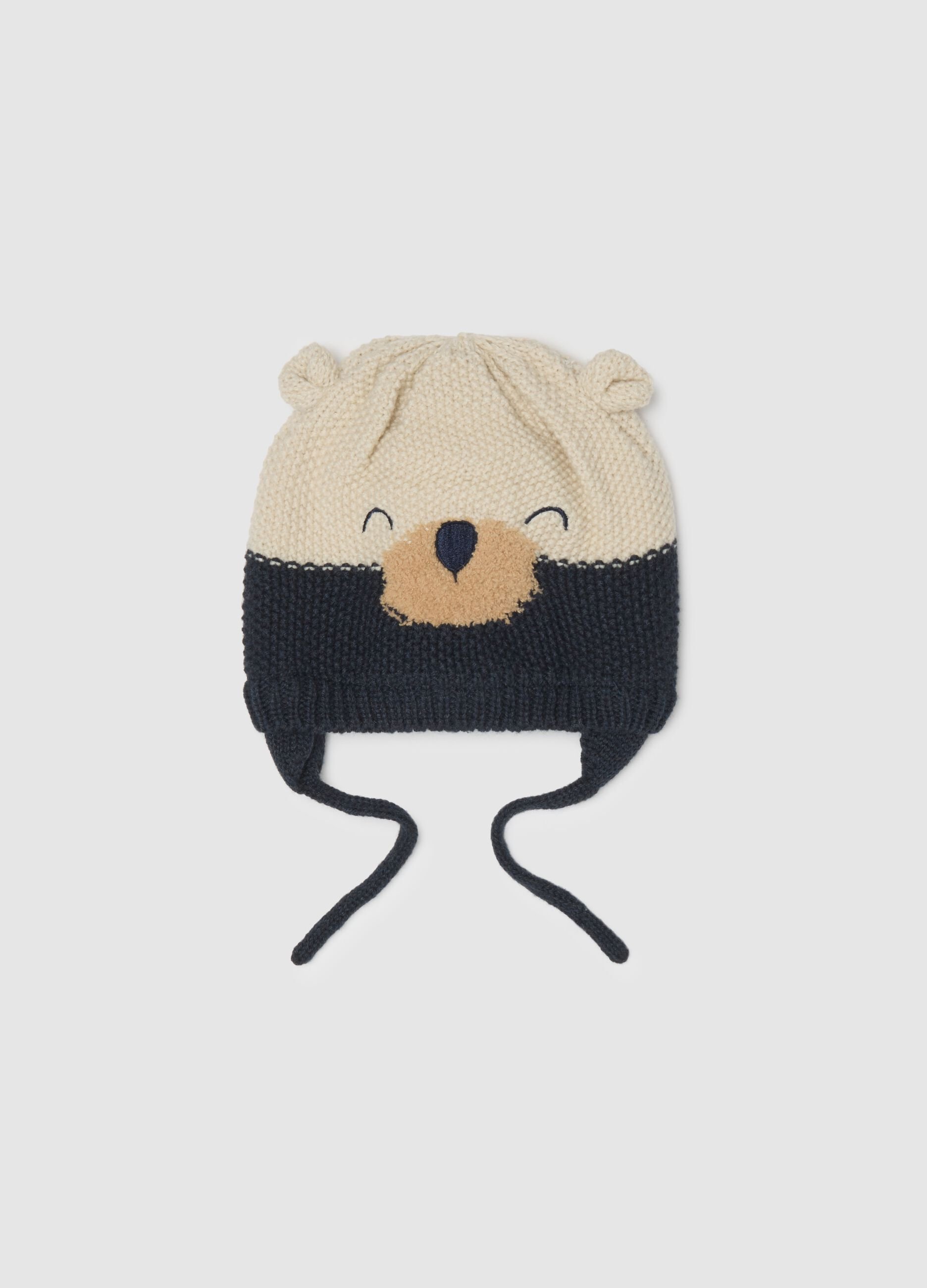 Multicolour children's hat with teddy bear