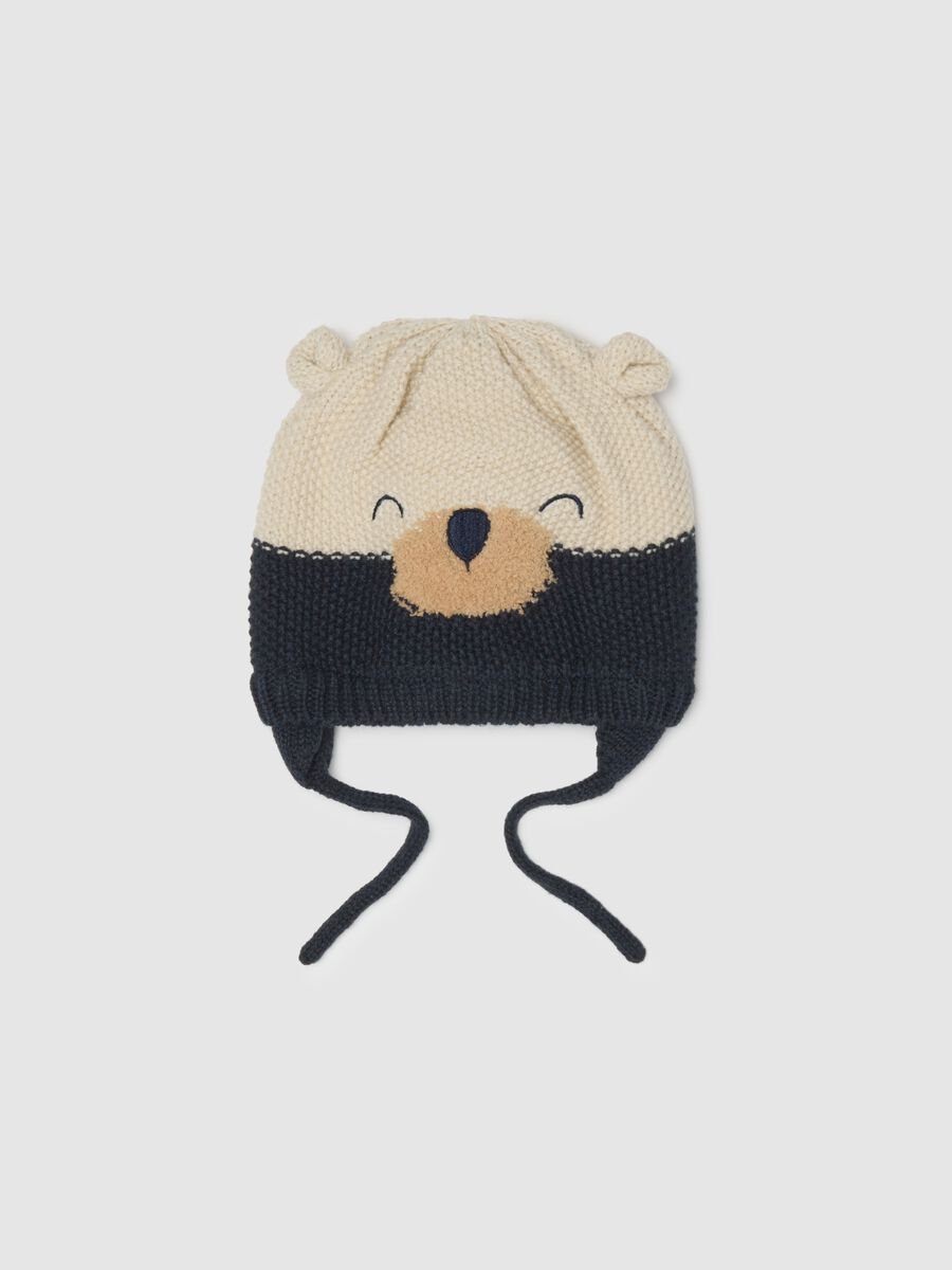 Multicolour children's hat with teddy bear_0