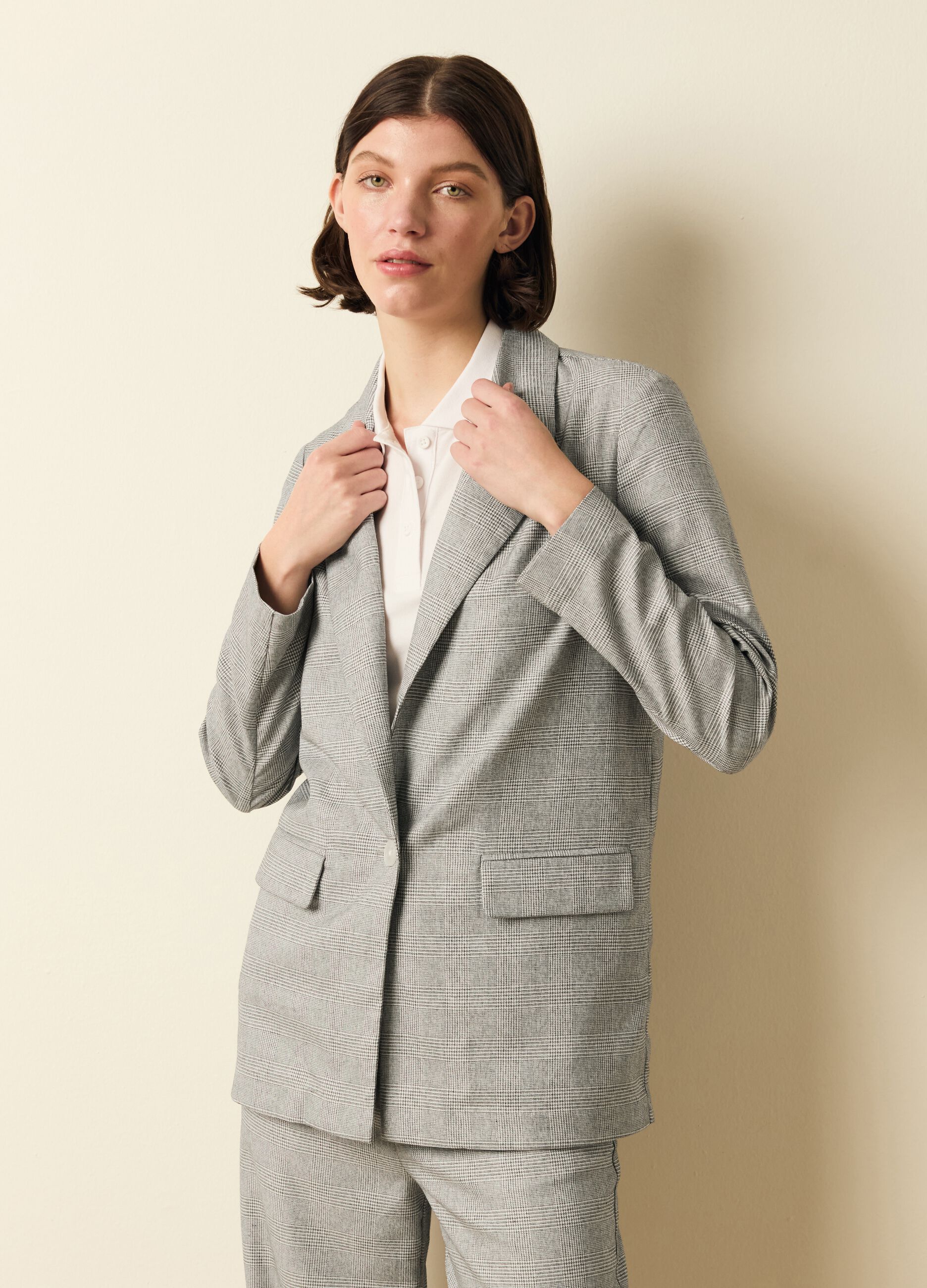 Single-breasted blazer in Prince of Wales