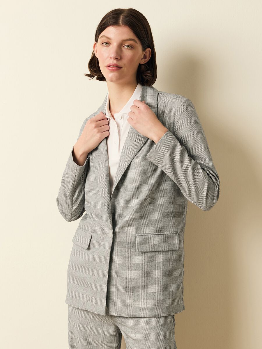 Single-breasted blazer in Prince of Wales_1