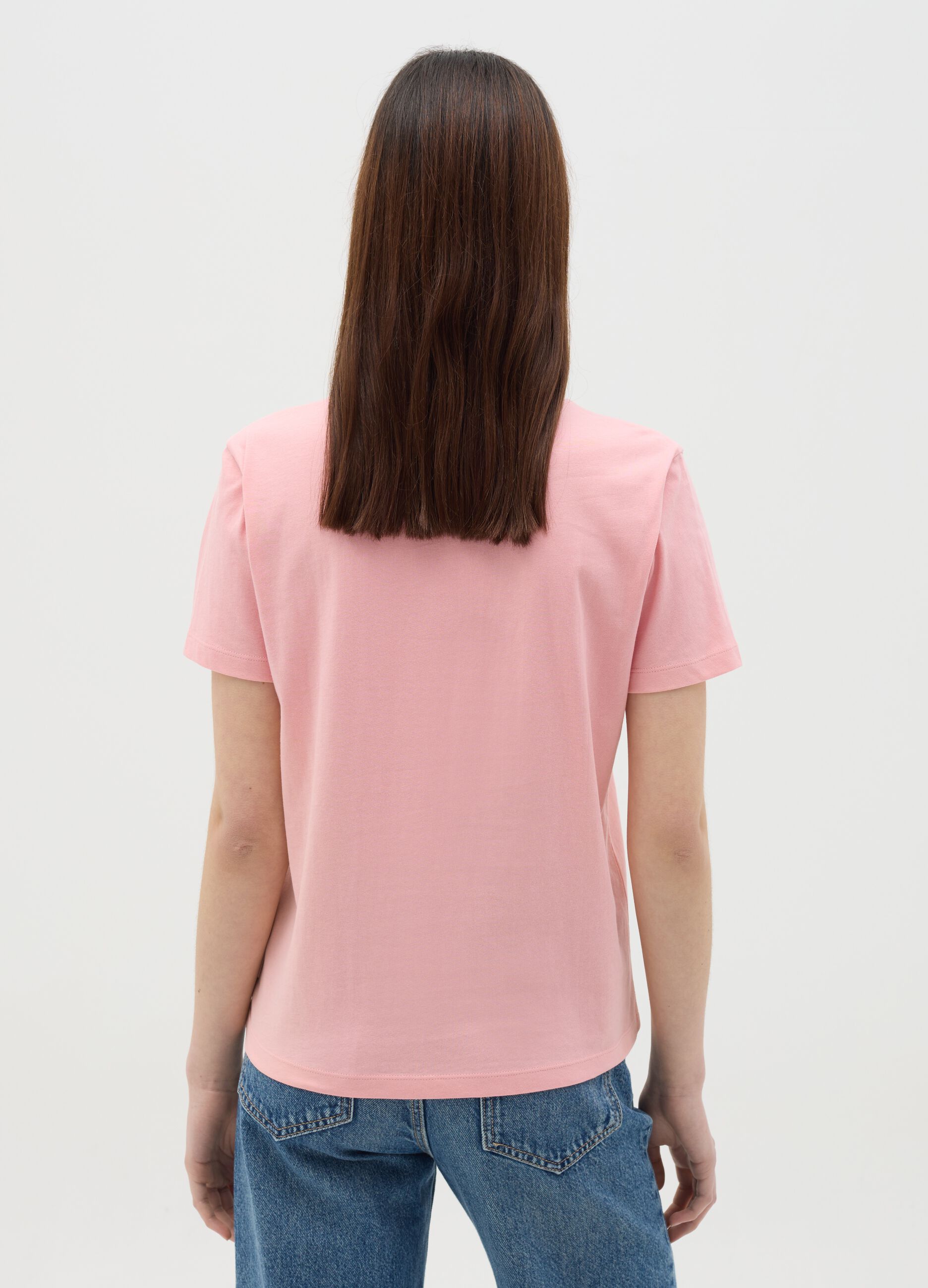 Pink T-shirt in cotton with Hello Kitty embroidery