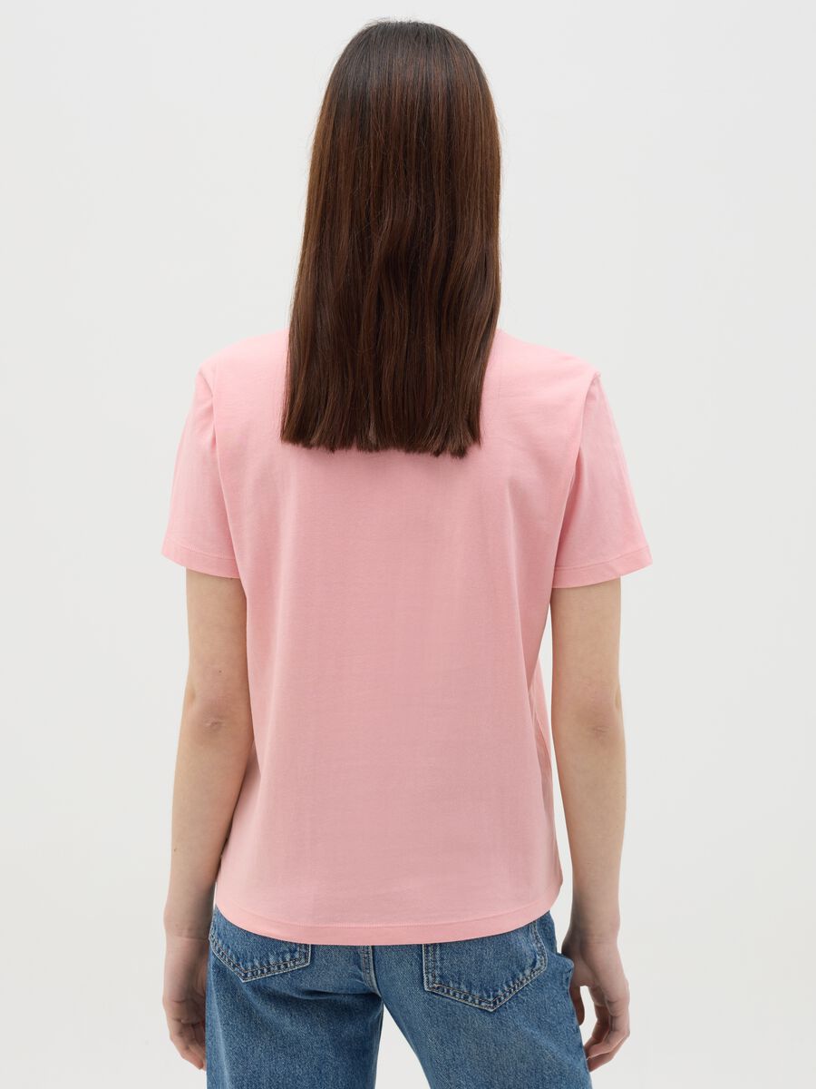 Pink T-shirt in cotton with Hello Kitty embroidery_3
