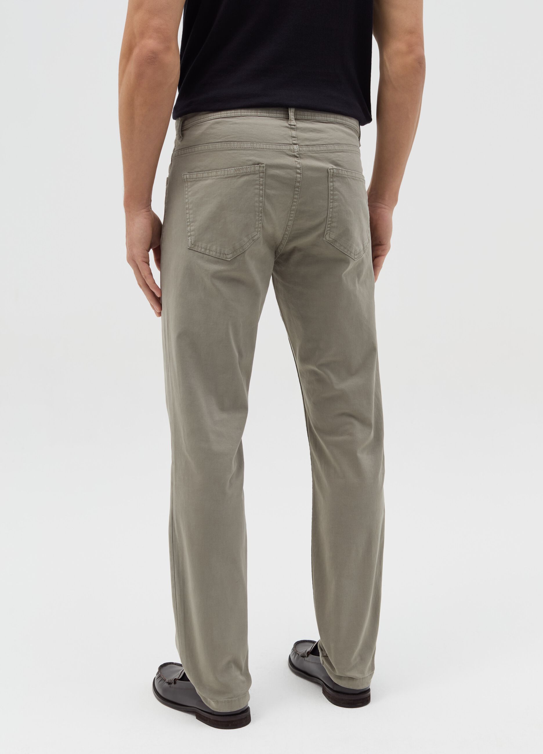 Green slim-fit trousers in stretch cotton