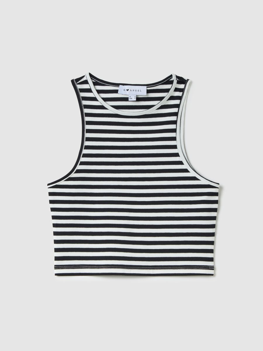 Women’s multicoloured short fitted top in stretch cotton_4