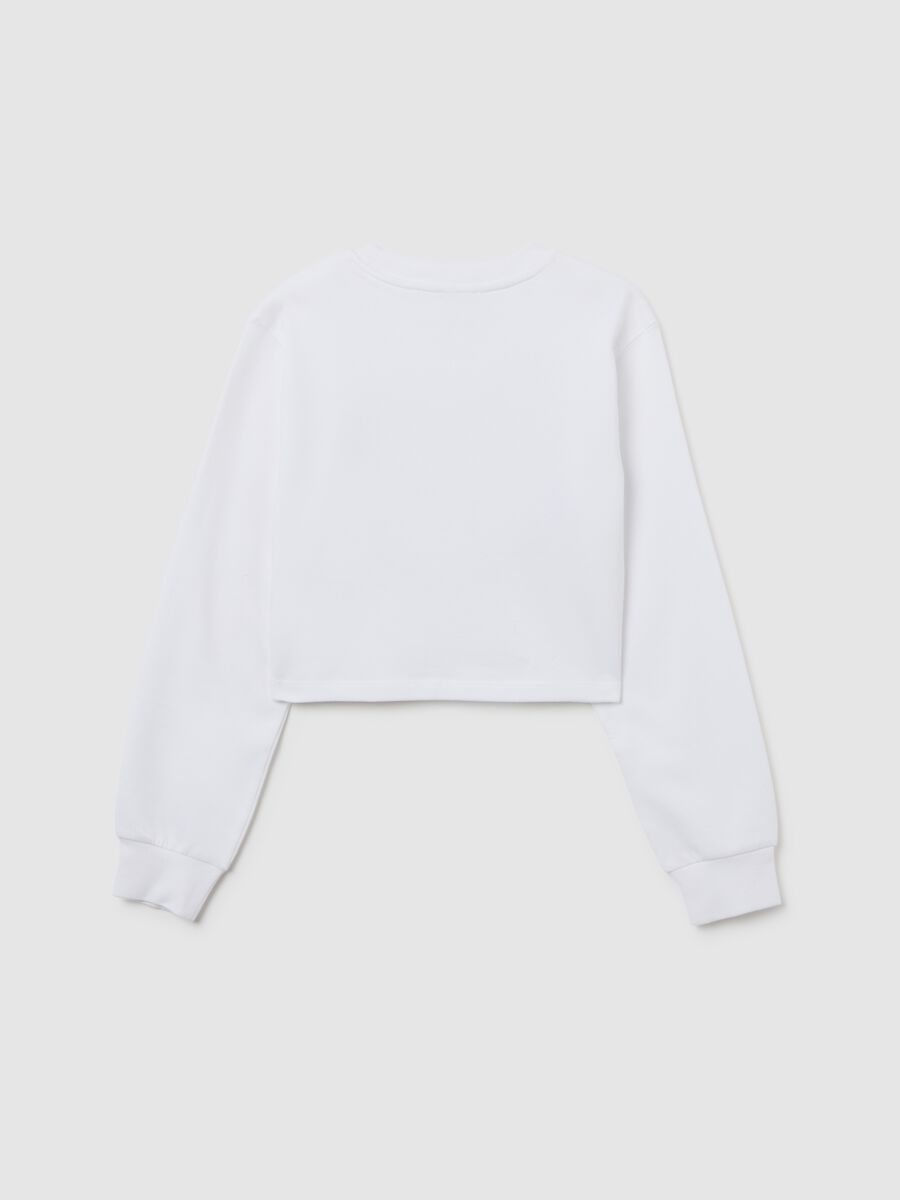 Felpa da ragazza in puro cotone bianca regular fit con stampa_1