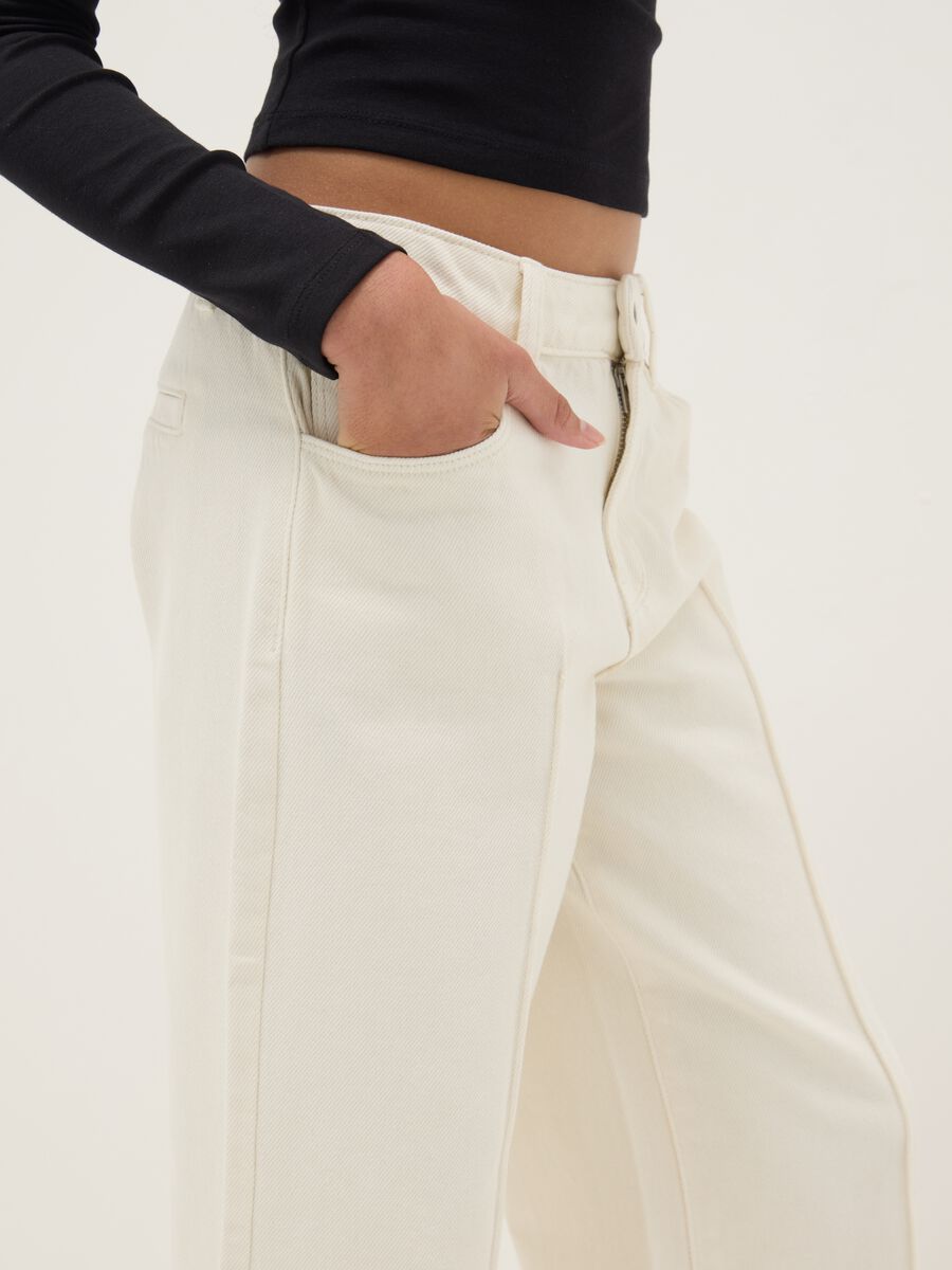 Girls' White Relaxed Leg Pure Cotton Trousers_2