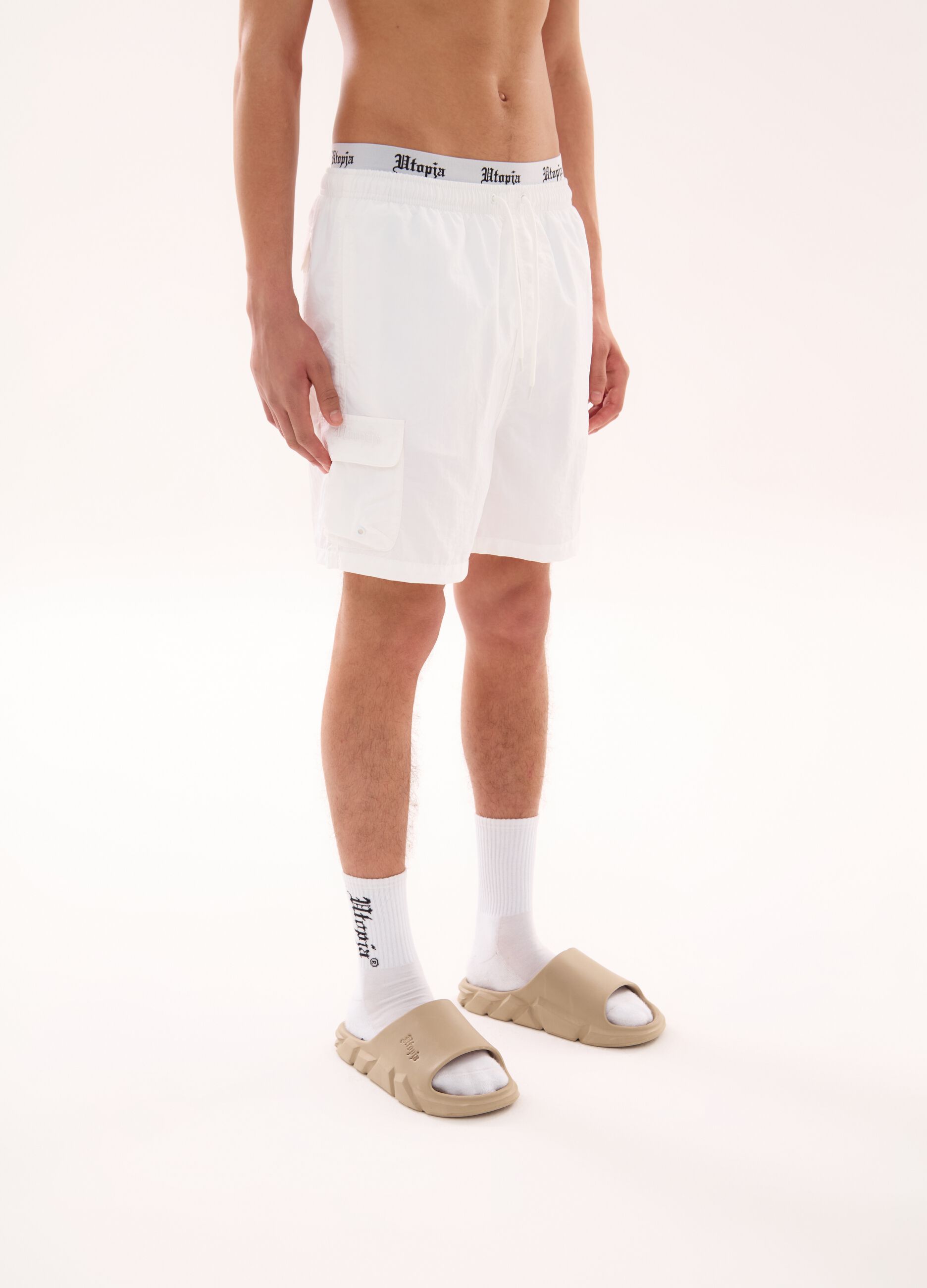 Cargo Swim Shorts White