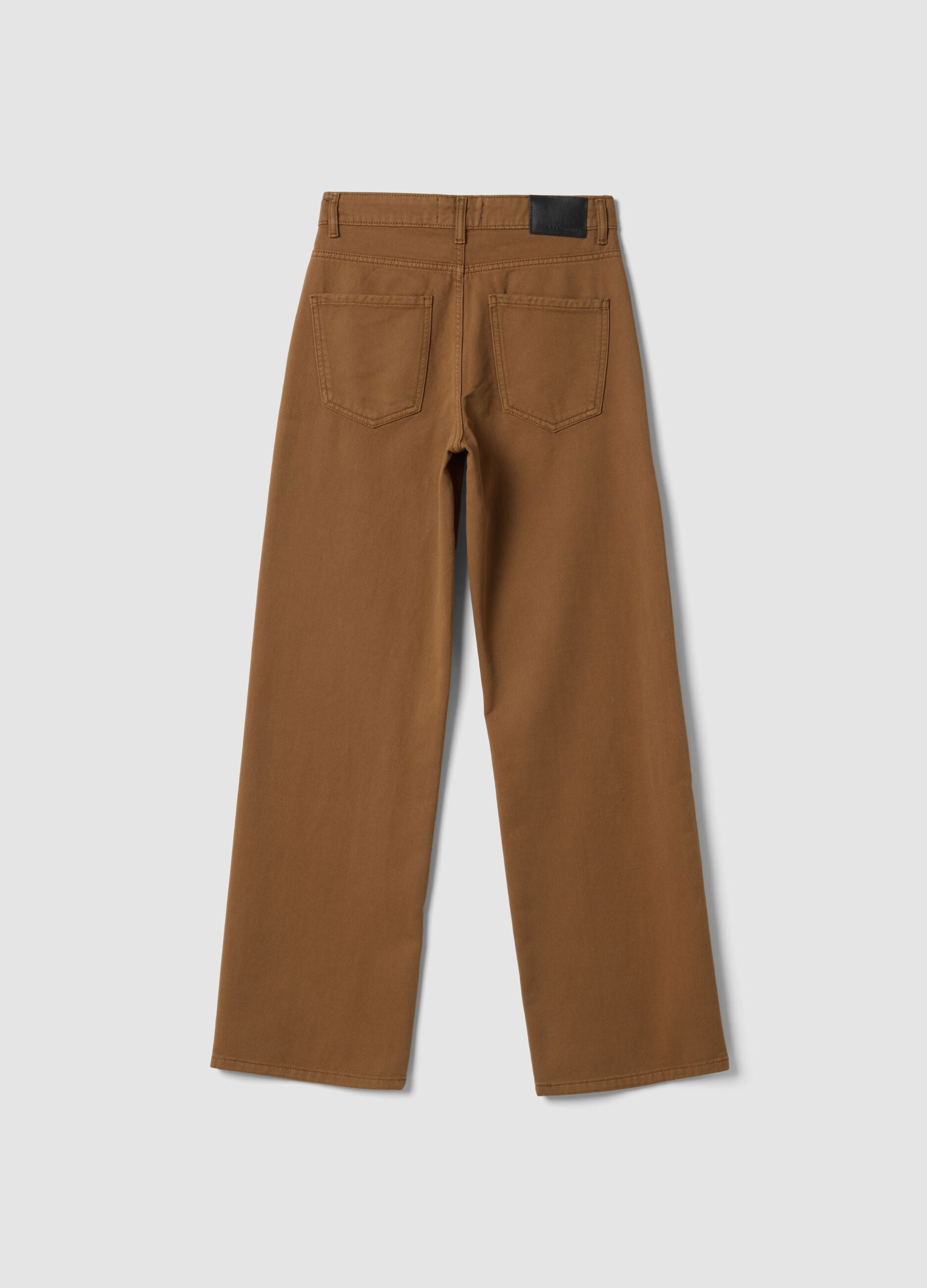Brown wide-leg jeans in pure cotton