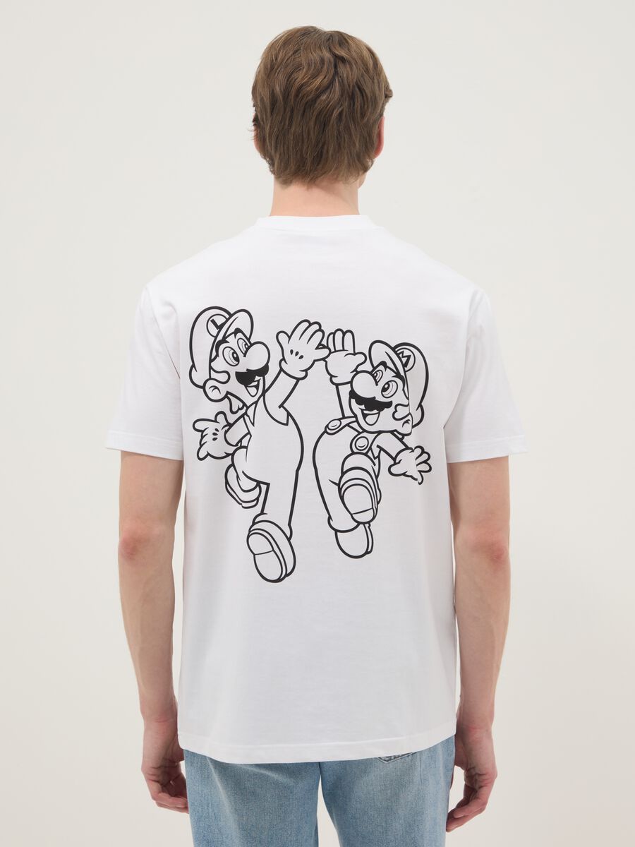 White regular fit pure cotton T-shirt with Super Mario print_3