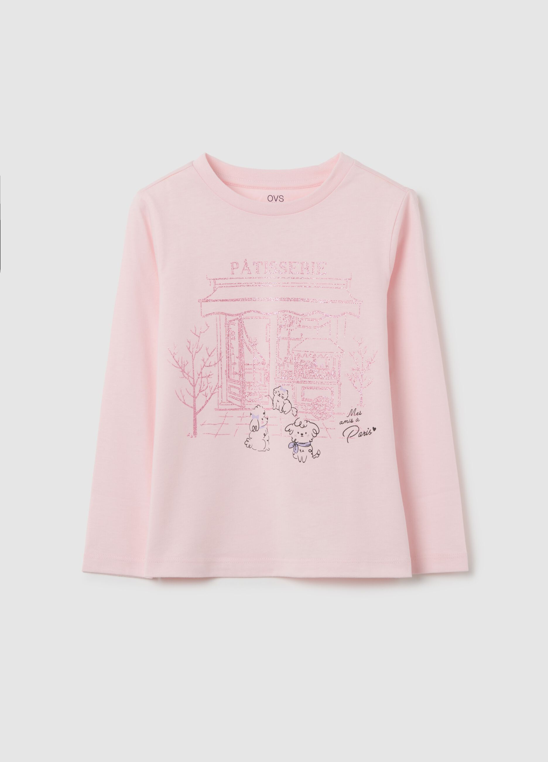 Girls' Pink Pure Cotton Regular Fit T-Shirt
