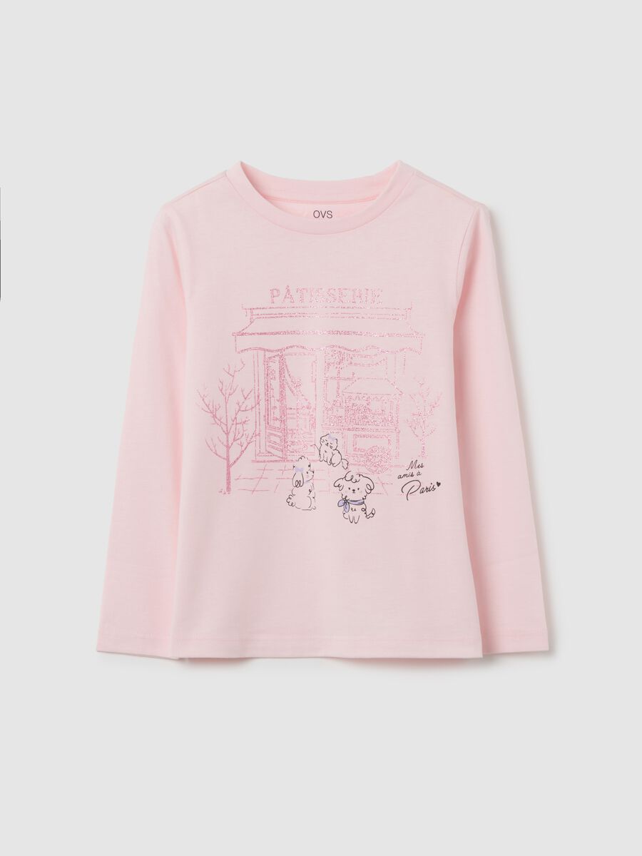 Girls' Pink Pure Cotton Regular Fit T-Shirt_0