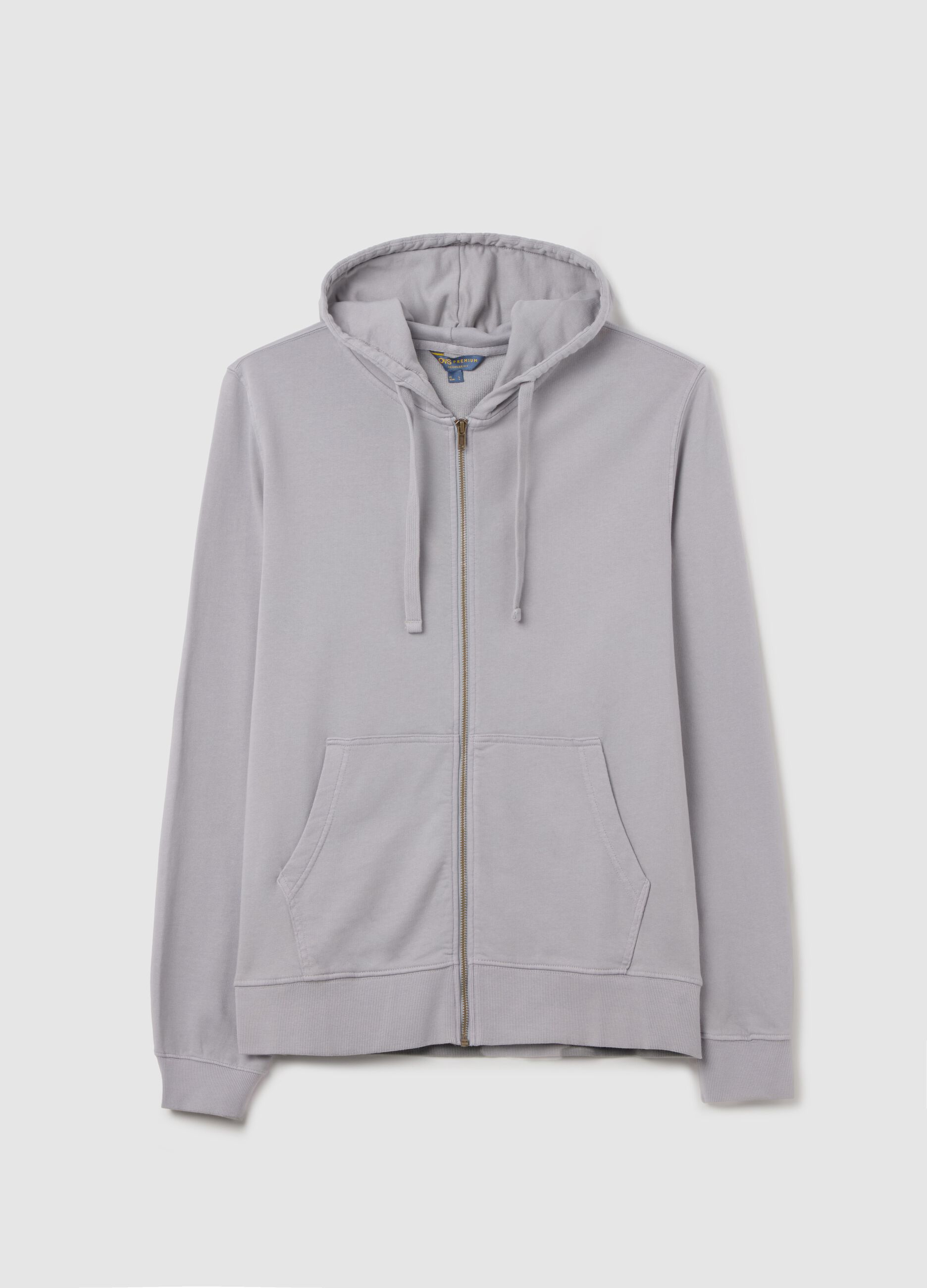 Full-zip sweatshirt in cotton with hood