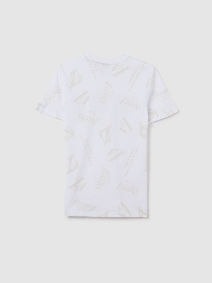 Boys’ white over-fit T-shirt in 100% cotton with NBA print_4