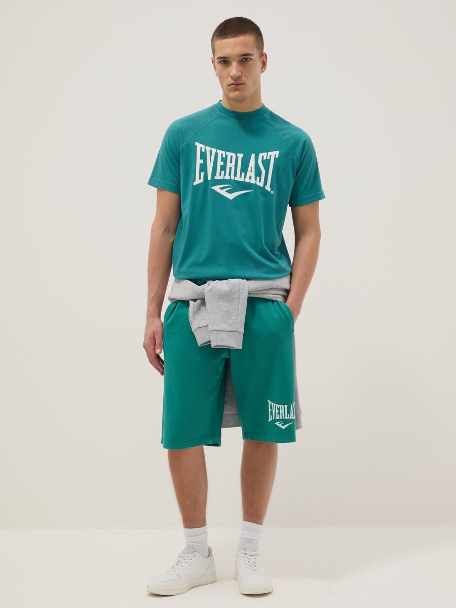Green Regular Fit Cotton Blend Shorts with Everlast Logo_0
