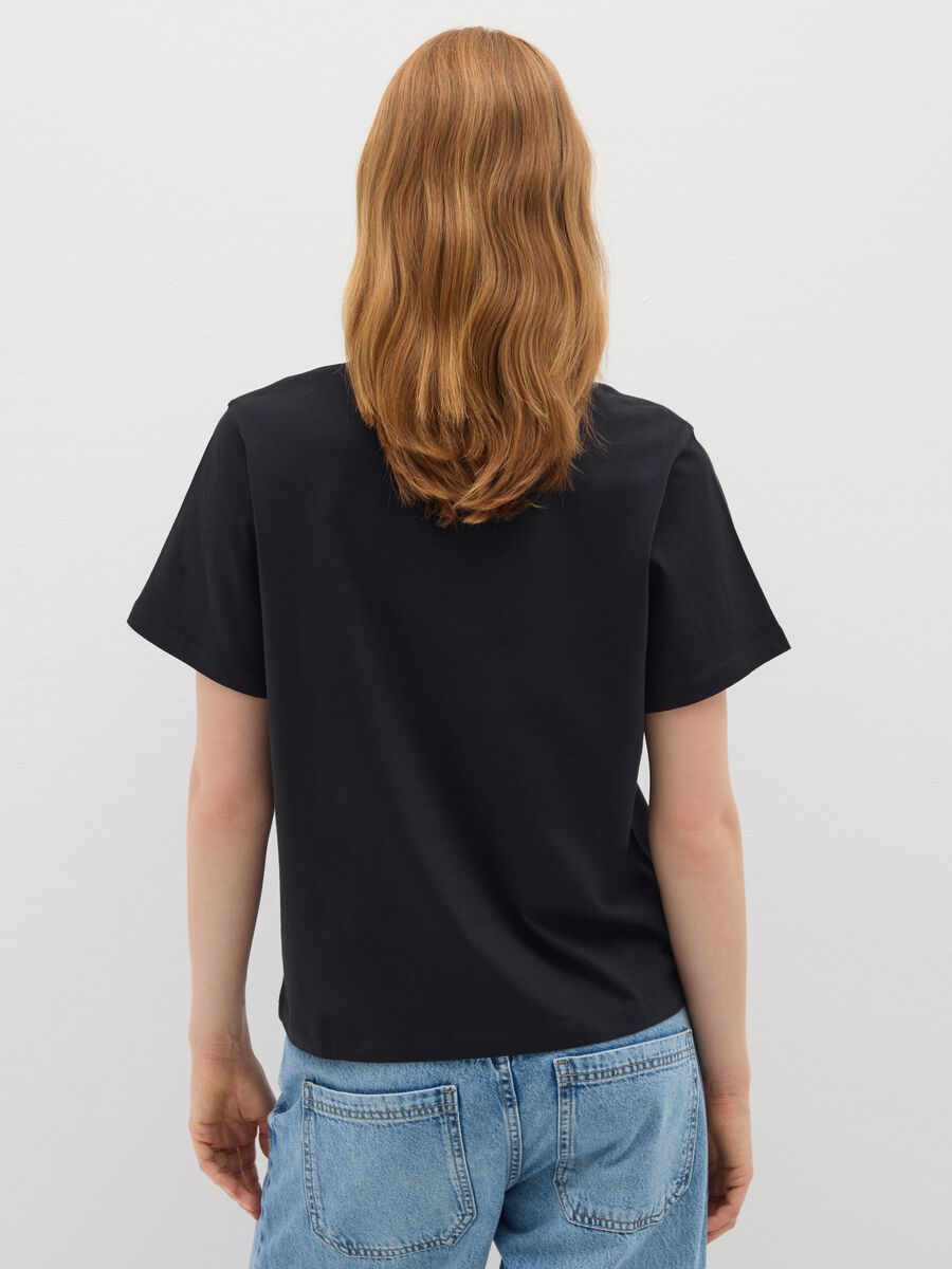 Black pure cotton relaxed fit t-shirt with emblem_2