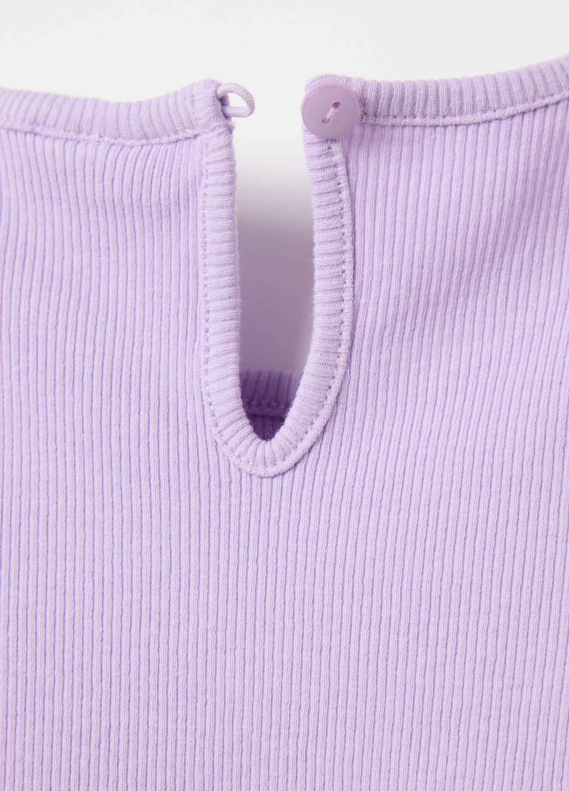 Lilac ribbed T-shirt with glitter print