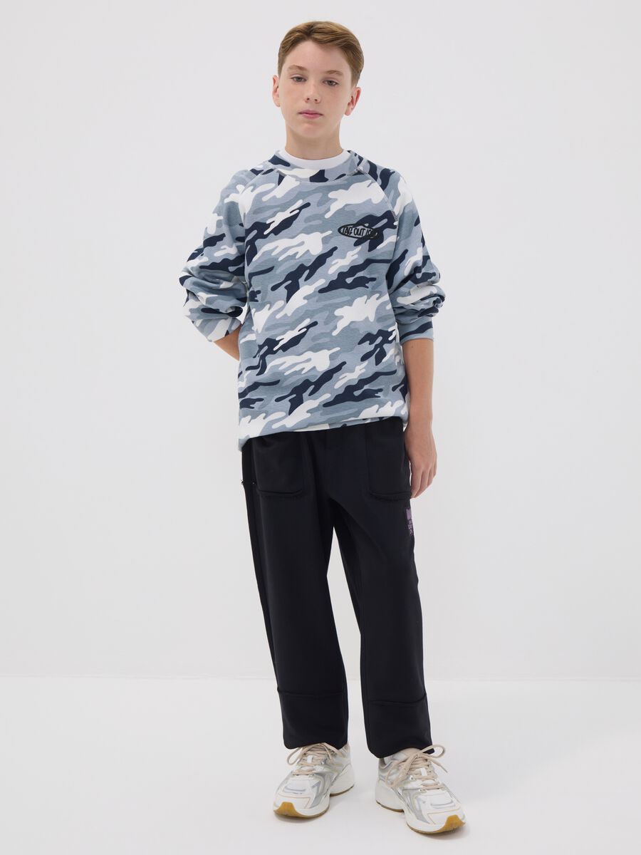 Black pure cotton jogger trousers with "Way Up" graphic for boys_0