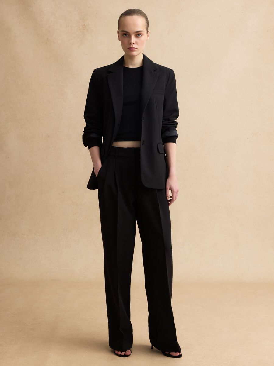 Black Wide Leg Trousers Regular Fit_0
