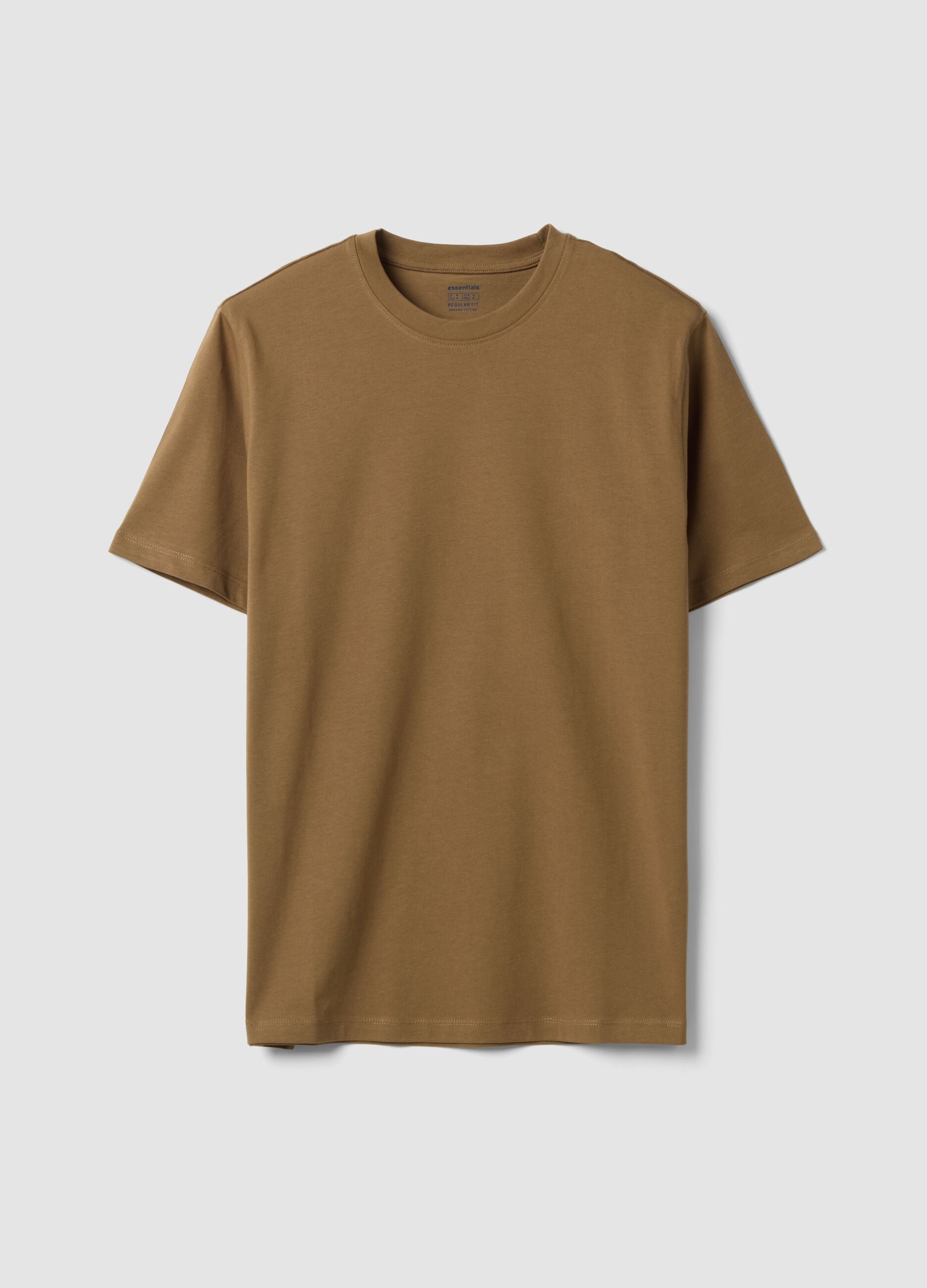 Brown pure organic cotton jersey T-shirt, regular fit