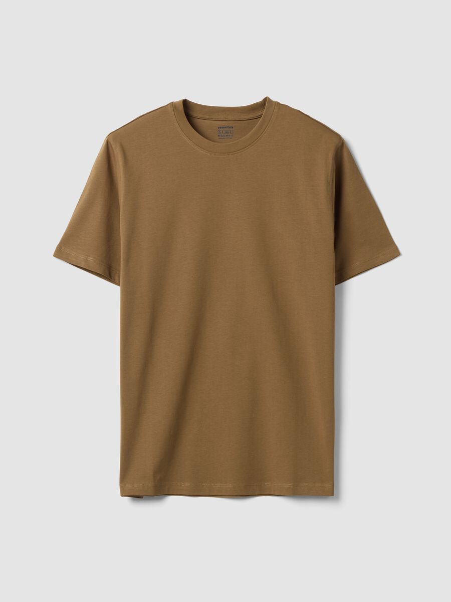 T-shirt marrone in puro cotone organico jersey regular fit_4